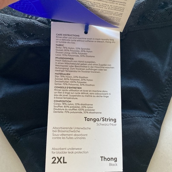 NWT Speax By Thinx Black Thong Absorbent Underwear Womens 2X Leaks & Periods - Picture 5 of 15